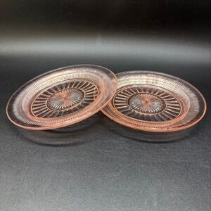 Vintage Pink Depression Glass Anchor Hocking Coronation Dessert Plates Set of 2
